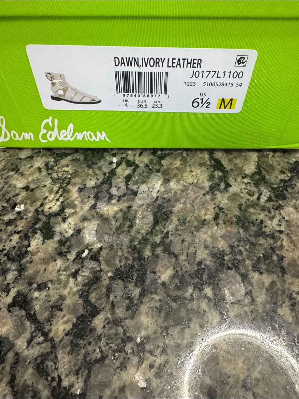 Sam Edelman Ivory Leather Strappy Buckle Sandal NeW 6.5 - Picture 13 of 13